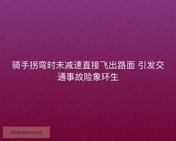 骑手拐弯时未减速直接飞出路面 引发交通事故险象环生
