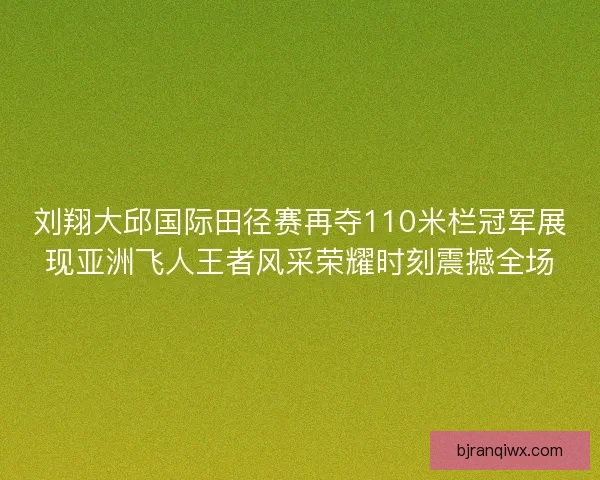 刘翔大邱国际田径赛再夺110米栏冠军展现亚洲飞人王者风采荣耀时刻震撼全场