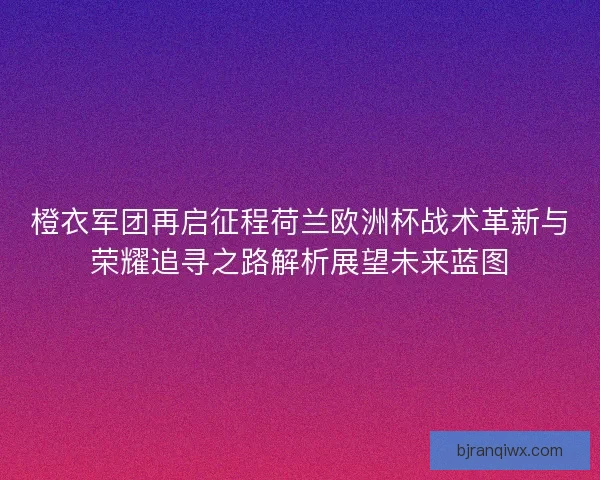 橙衣军团再启征程荷兰欧洲杯战术革新与荣耀追寻之路解析展望未来蓝图